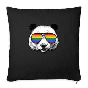 LGBT Panda Arc-en-ciel Drapeau LGBTQ Gay Pride - Housse de coussin décorative 45 x 45 cm - noir - Devant