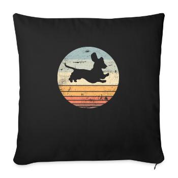 Dackel Sprung Dackelhund Dachshund Vintage - Sofakissenbezug 45 x 45 cm - Schwarz - Vorne