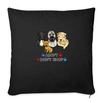 Adopt dont Shop Many dogs - Sofakissenbezug 45 x 45 cm - Schwarz - Vorne
