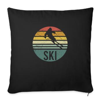 Ski Drôle Cool Ski Ski Vintage Retro Ski - Housse de coussin décorative 45 x 45 cm - noir - Devant