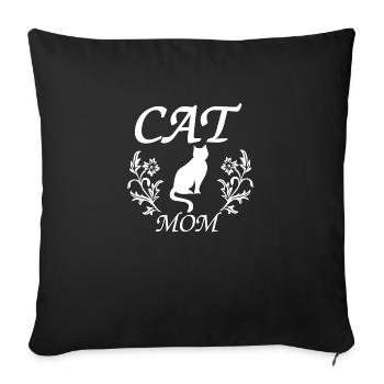 Chat - Housse de coussin décorative 45 x 45 cm - noir - Devant