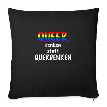 Queer denken statt Querdenken (White) - Sofakissenbezug 45 x 45 cm - Schwarz - Vorne