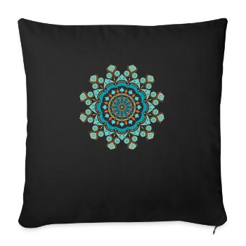 decorative, floral mandala, round in trendy colours - Sofa pillowcase 17,3'' x 17,3'' (45 x 45 cm) - black - Front