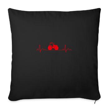 Heartbeat Tractor Farming Farmer Geschenkidee - Sofakissenbezug 45 x 45 cm - Schwarz - Vorne