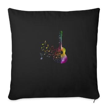 Double Exposure Guitar Musik Noten Geschenkidee - Sofakissenbezug 45 x 45 cm - Schwarz - Vorne