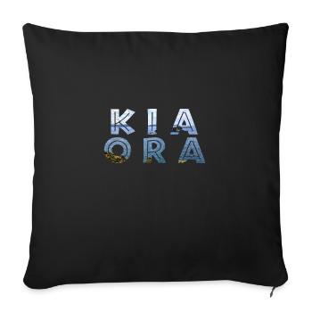 Double Exposure Kia Ora Ozean Neuseeland Geschenk - Sofakissenbezug 45 x 45 cm - Schwarz - Vorne