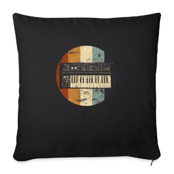 Retro Music Synthesizer Musician DJ - Sofa pillowcase 17,3'' x 17,3'' (45 x 45 cm) - black - Front