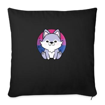 Cute Wolf Dog Bisexual Bi Flag FLAG LGBTQ - Sofa pillowcase 17,3'' x 17,3'' (45 x 45 cm) - black - Front