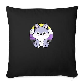 Cute Wolf Dog Nonbinary Flag Flag LGBTQ Moon - Sofa pillowcase 17,3'' x 17,3'' (45 x 45 cm) - black - Front