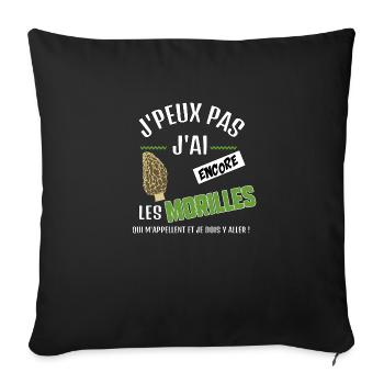 J’peux pas j’ai les morilles qui m’appellent - Housse de coussin décorative 45 x 45 cm - noir - Devant
