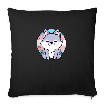 Cute Wolf Dog Trans Flag Flag LGBTQ Moon - Sofa pillowcase 17,3'' x 17,3'' (45 x 45 cm) - black - Front