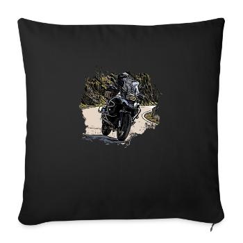 Adventure Bike Country Road - Sofa pillowcase 17,3'' x 17,3'' (45 x 45 cm) - black - Front
