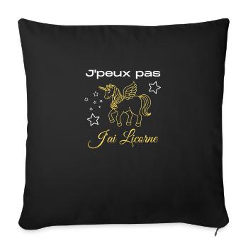 J'peux pas j'ai licorne - Housse de coussin décorative 45 x 45 cm - noir - Devant