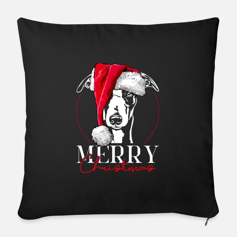 Santa WHIPPET Hund Merry Christmas Hunde Wilsigns - Sofakissenbezug 45 x 45 cm - Schwarz