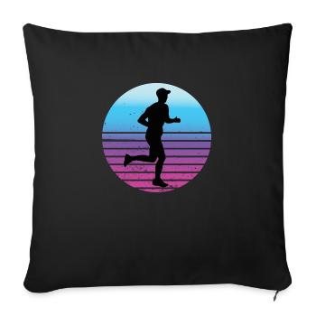 Tenue endurance Runner Vintage Marathon Motif - Housse de coussin décorative 45 x 45 cm - noir - Devant