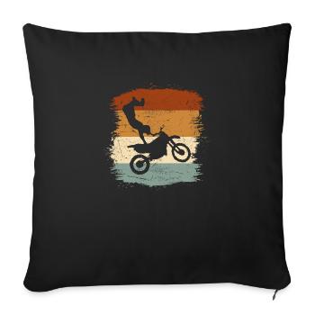 Motocross Vintage Retro Motorcycle - Sofa pillowcase 17,3'' x 17,3'' (45 x 45 cm) - black - Front