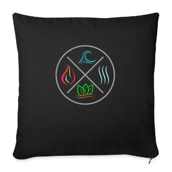 Die 4 Elemente - Feuer, Wasser, Erde, Luft - Kreis - Sofakissenbezug 45 x 45 cm - Schwarz - Vorne
