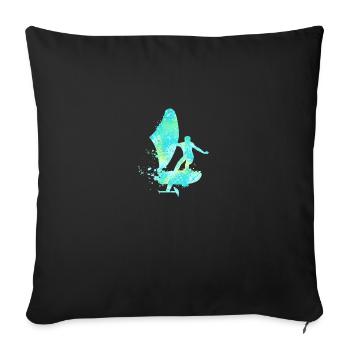 Double Exposure Wing Foiling Hydrofoiling Geschenk - Sofakissenbezug 45 x 45 cm - Schwarz - Vorne