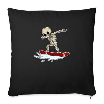 dabbing skeleton on snowboard skeleton skull - Sofa pillowcase 17,3'' x 17,3'' (45 x 45 cm) - black - Front