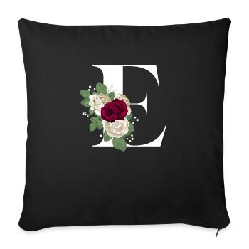 letter E flowered - Sofa pillowcase 17,3'' x 17,3'' (45 x 45 cm) - black - Front