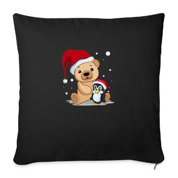 Teddy bear with cap - Sofa pillowcase 17,3'' x 17,3'' (45 x 45 cm) - black - Front