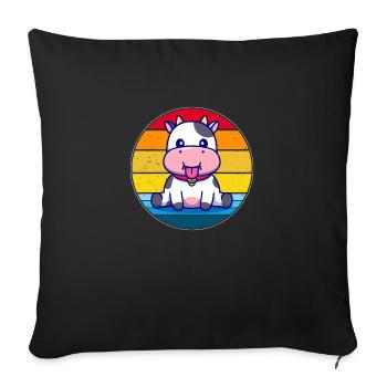 Vache humour vintage - Housse de coussin décorative 45 x 45 cm - noir - Devant