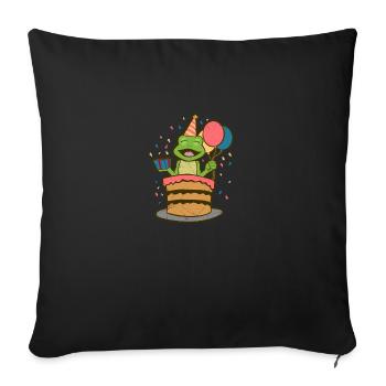 Animaux mignons Fête Grenouille Joyeux cadeau d’anniversaire - Housse de coussin décorative 45 x 45 cm - noir - Devant
