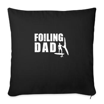 Surfer Foiling Dad Wingfoil Wingfoiler Gift - Sofa pillowcase 17,3'' x 17,3'' (45 x 45 cm) - black - Front