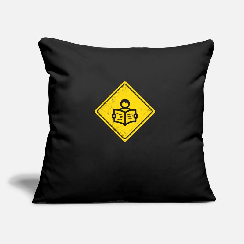 Traffic Sign Book Reader Warning Sign Idée cadeau Housse de coussin décorative 45 x 45 cm