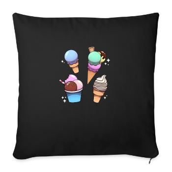 Ice Cream - Sofa pillowcase 17,3'' x 17,3'' (45 x 45 cm) - black - Front
