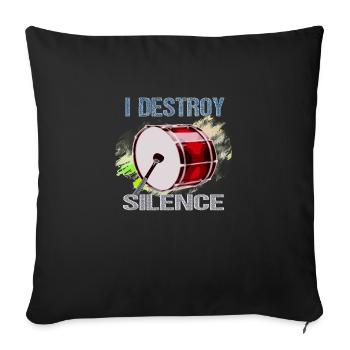 Bass Drum Kick Drum I Destroy Silence - Housse de coussin décorative 45 x 45 cm - noir - Devant