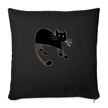 Chat - Housse de coussin décorative 45 x 45 cm - noir - Devant