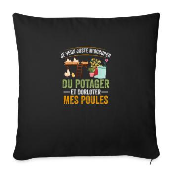 M'occuper Du Potager Et Des Poules Humour Cadeau - Housse de coussin décorative 45 x 45 cm - noir - Devant