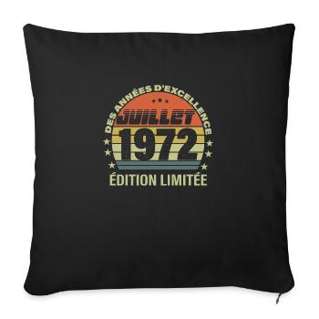Juillet Edition limitée 1972 - 50 ans d'excellence - Housse de coussin décorative 45 x 45 cm - noir - Devant