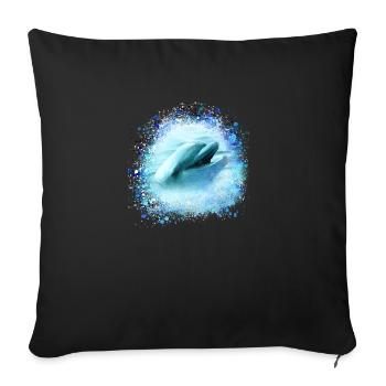 dolphin, graffiti, painting,blue,fish, dolphins,sea - Sofa pillowcase 17,3'' x 17,3'' (45 x 45 cm) - black - Front