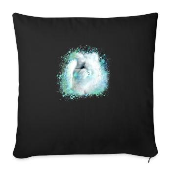 lapin angora, lapin, graffiti, coloré, lapin, bleu - Housse de coussin décorative 45 x 45 cm - noir - Devant