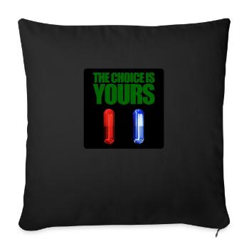 Matrice rouge ou bleu pilule - Housse de coussin décorative 45 x 45 cm - noir - Devant