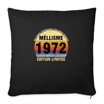 Millésime 1972 Cadeau Anniversaire vintage 1972 - Housse de coussin décorative 45 x 45 cm - noir - Devant