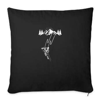 Skieur ski ski design montagnes cadeau Ski Carving - Housse de coussin décorative 45 x 45 cm - noir - Devant