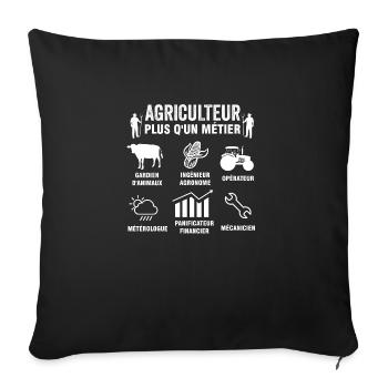 Agriculteur Plus Qu'un Métier - Cadeau Agriculture - Housse de coussin décorative 45 x 45 cm - noir - Devant