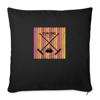 Retro Curling Vintage Curling Geschenk zum Curling - Sofakissenbezug 45 x 45 cm - Schwarz - Vorne