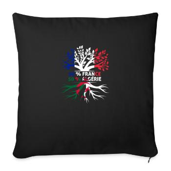 France 50% Algérie 50% Franco-Algérien - Housse de coussin décorative 45 x 45 cm - noir - Devant