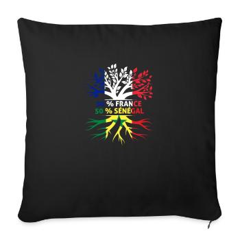 origine Sénégalaise 50% france 50% sénégal humour - Housse de coussin décorative 45 x 45 cm - noir - Devant