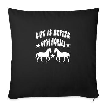 Chevaux - Housse de coussin décorative 45 x 45 cm - noir - Devant