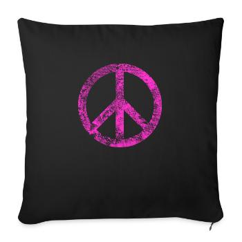 Signe de Paix Pacifiste Peace Harmony Grunge Utilisé - Housse de coussin décorative 45 x 45 cm - noir - Devant