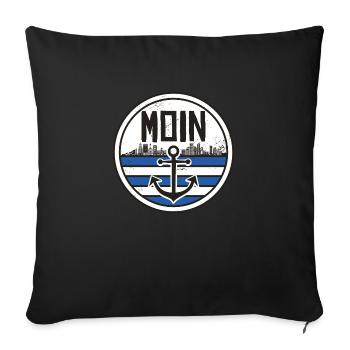 Moin Ihr Spacken Hamburg Norddeutschland Geschenk - Sofakissenbezug 45 x 45 cm - Schwarz - Vorne