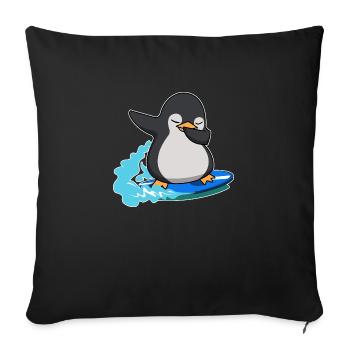 dab dabbing pingouin surf king pingouin anniversaire - Housse de coussin décorative 45 x 45 cm - noir - Devant