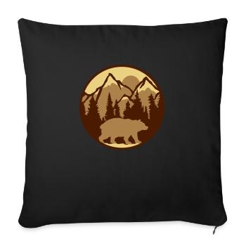 Mountains Forest Bear - Sofa pillowcase 17,3'' x 17,3'' (45 x 45 cm) - black - Front