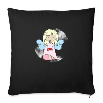 Ange avec cœur - Housse de coussin décorative 45 x 45 cm - noir - Devant