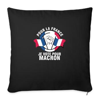 Je Vote Pour Macron - Macron présidentielle - Housse de coussin décorative 45 x 45 cm - noir - Devant